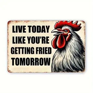 1pc Rooster Humor Quote 8*12 Inch Vintage Aluminum Sign Farmhouse Kitchen Decor for Humor & Retro Enthusiasts