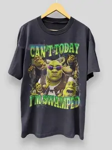 Youth & Adult Shrek Funny Shirt Shrek Can't Today I'm Swamped Shirt, Meme funny Shirt, Unisex Crewneck Menswear and Womenswear