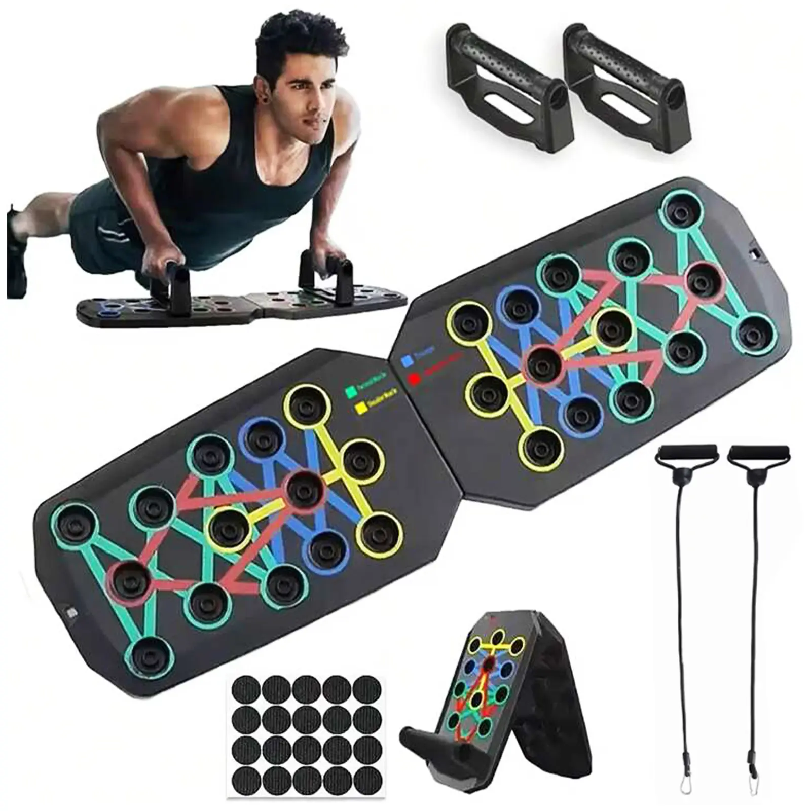 5-in-1 Portable Home Fitness Push-up Board System, Chest & Abdominal Strength Training Pushup Stands Gift for Men & Women