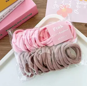 50pcs Solid Pink High Elasticity Hair Ties, Thick Strong Ponytail Holders for Women Thick & Curly Hair, Daily Hair Accessories