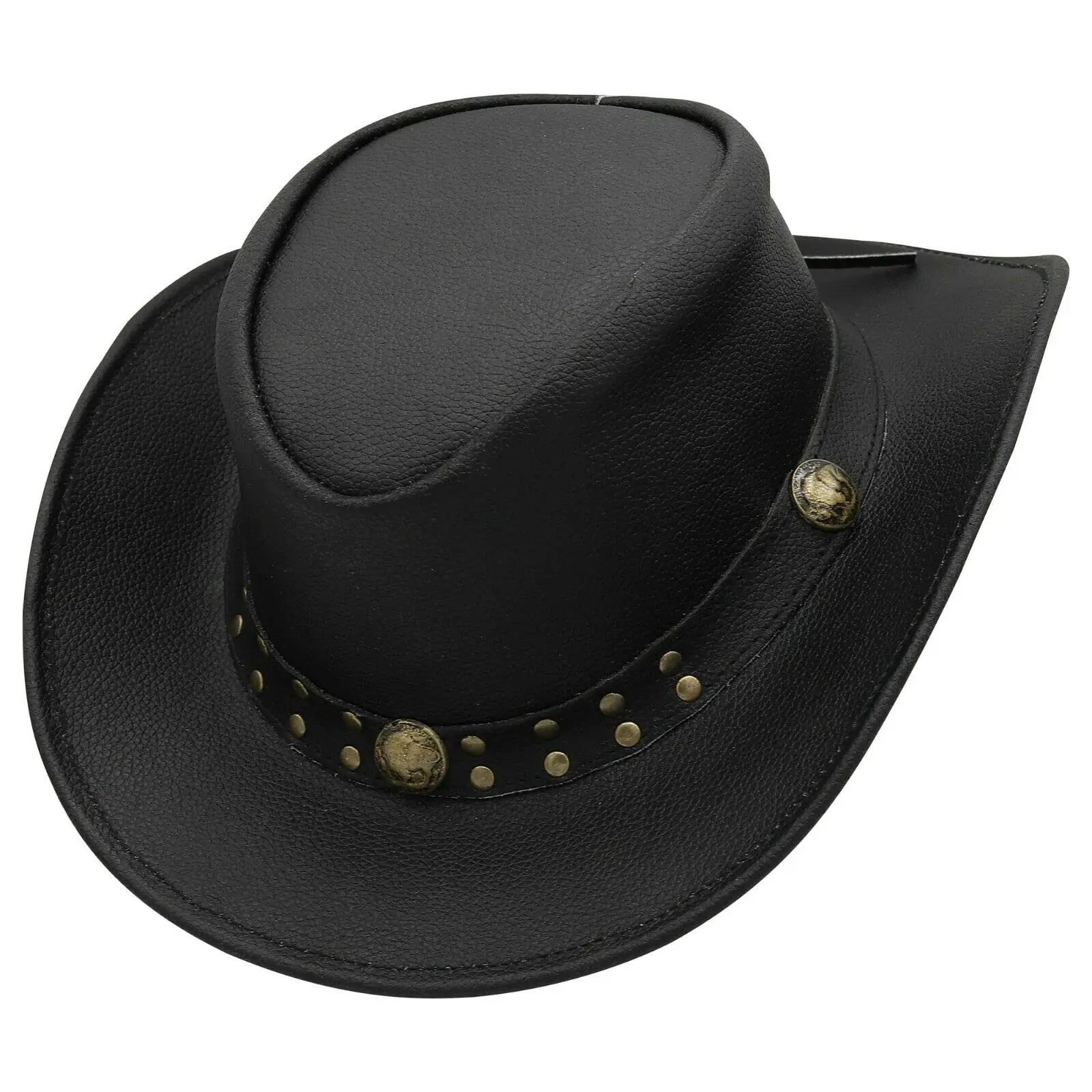 Australian Cowboy Leather Hat Unisex Adult For Men And Women Shapeable Outback Western Style Wide Brim
