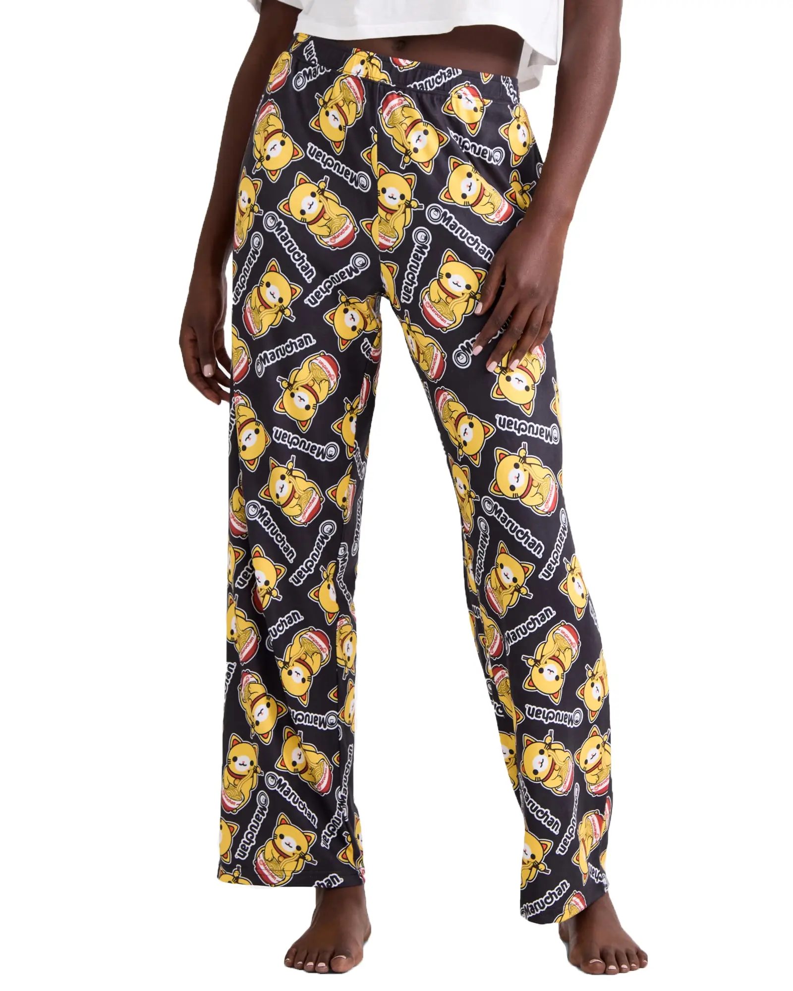 Maruchan Pajamas Women's Yummy Ramen Cat Allover Design Lounge Sleep Pants