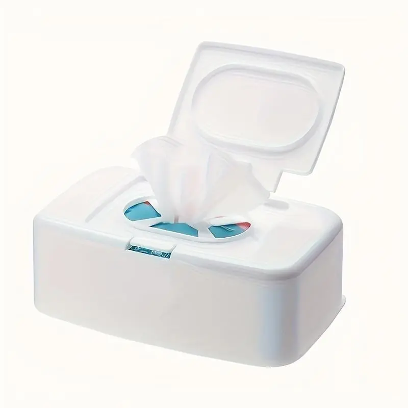 Covered button-style wet wipe dispenser Holder - A compact, hygienic and portable tissue box, suitable for home and travel use, perfect for makeup removal and storage. It can be used with disposable wipes.