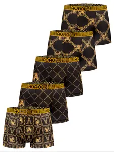 5 pcs men's slim fit Long flat cornered underwear Boxer Briefs-Soft, breathable, lightweight, elastic waistband, suitable for sports and daily casual wear