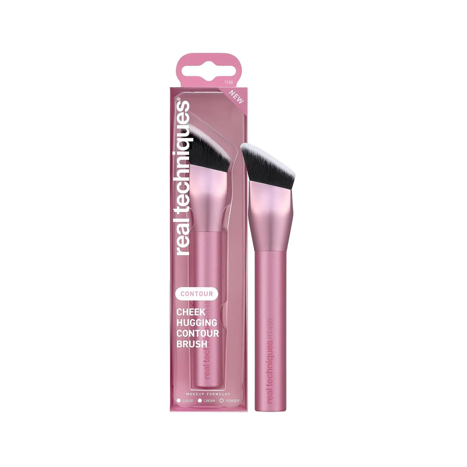 Real Techniques Cheek Hugging Contour Brush, Angled Makeup Brush | Soft, seamless contour, contour face brush, liquid bronzer brush, UltraPlush bristles