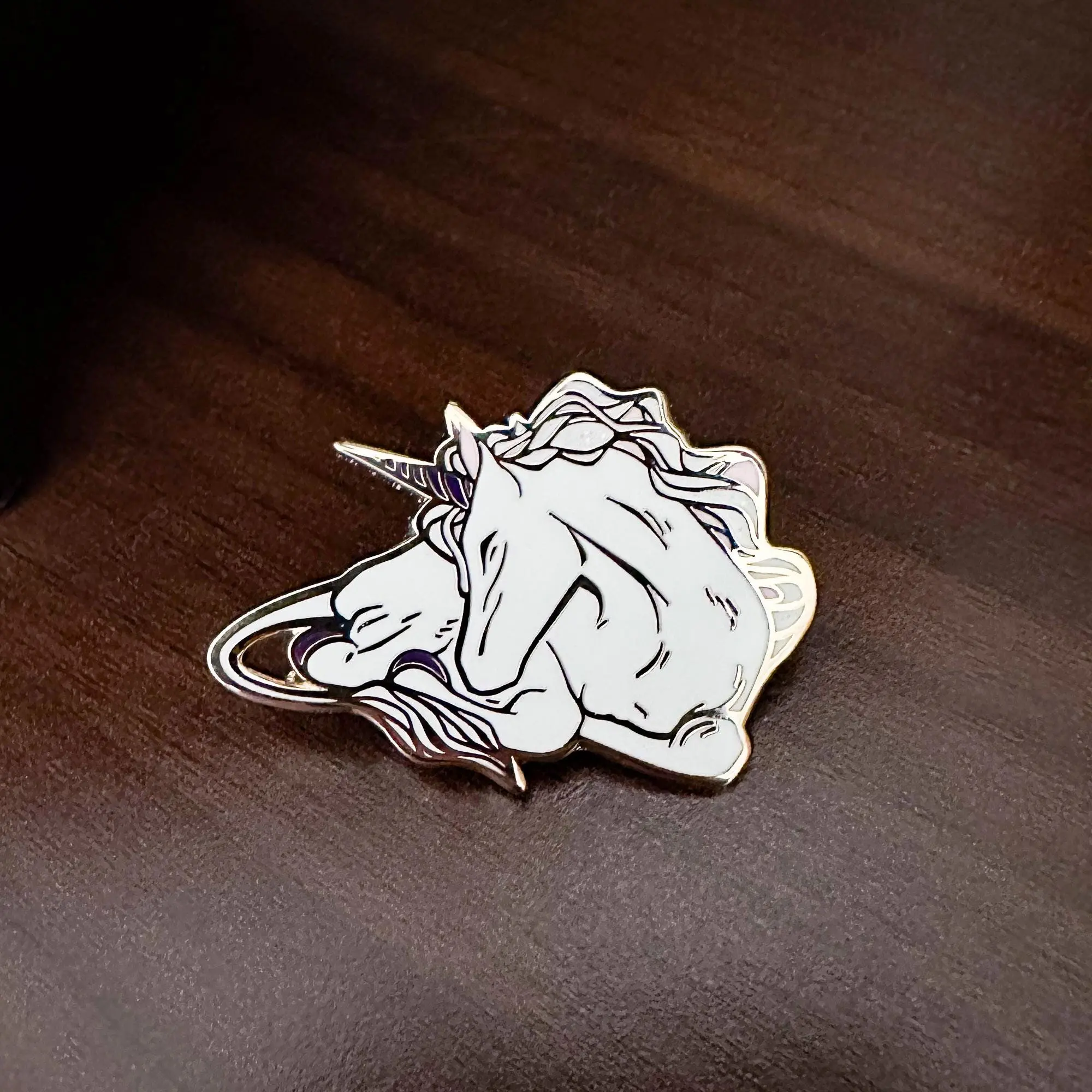 Gold Unicorn Enamel Pin, Enchanted Forest Hard Enamel Lapel Pin, Magical Fantasy Pin Badge, Cute Unicorn Gift for Her