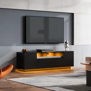 WLIVE Modern TV Stand for 65 Inch TV, Entertainment Center with LED Lights & Large Storage Cabinets, Sturdy Media Console for Living Room, Bedroom, Gaming