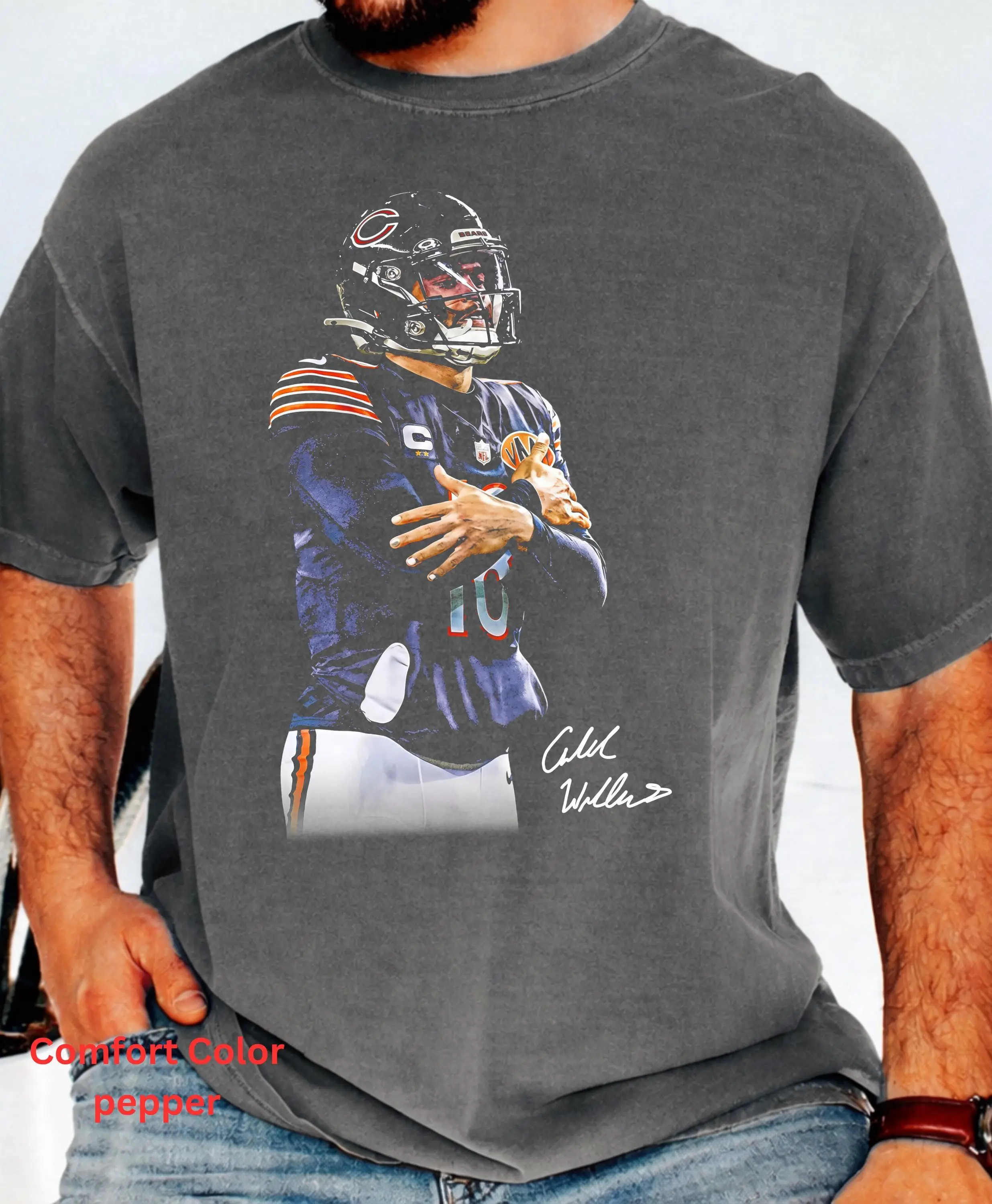 Comfort Colors Caleb Williams & Cold T-Shirt, Vintage Chicago Football T-Shirt, Celebs Tee, Merch For Fans, Game Day Gift For Football Fans