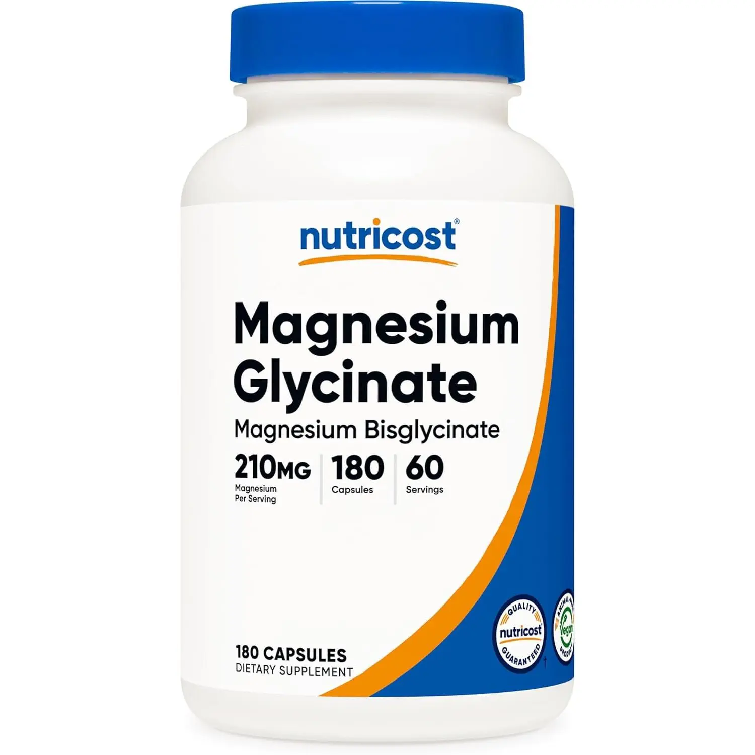 Nutricost Magnesium Glycinate Capsules, 180 Capsules, 210mg | Gentle Absorption, Magnesium Glycinate Supplement