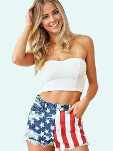 BiBi US Flag Theme Bleached Denim Shorts