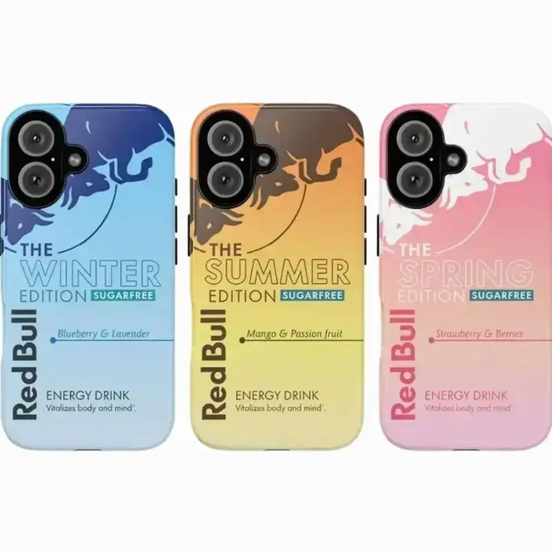Red Bull Night Shift Edition Phone Case Ombre Gradient Pastel Cover Compatible with iPhone X, 11, 12, 13, 14, 15, 16, 17 Plus Pro Promax