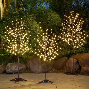 Lightshare LED Lighted Cherry Blossom Tree, 4FT, 5FT and 6FT, Pack of 3, Decorate Home Garden, Summer, Wedding, Birthday, Christmas Holiday, Party, for Indoor and Outdoor Use