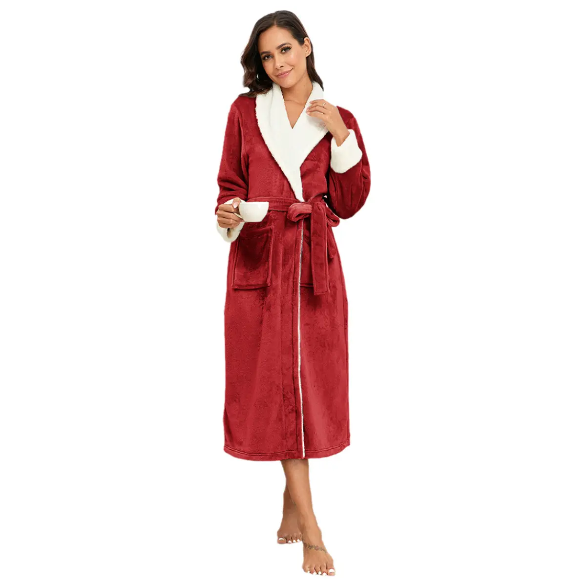 The color of the collar robe is wine red