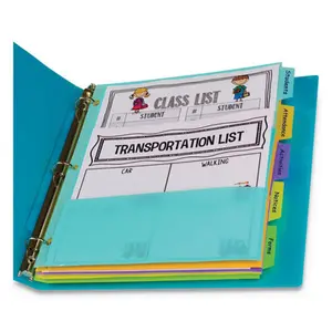 C-Line CLI07650 5-Tab Index Dividers with Multi-Pockets, Assorted Colors, Customizable for Ring Binders to Label Each Section & Organize Pages