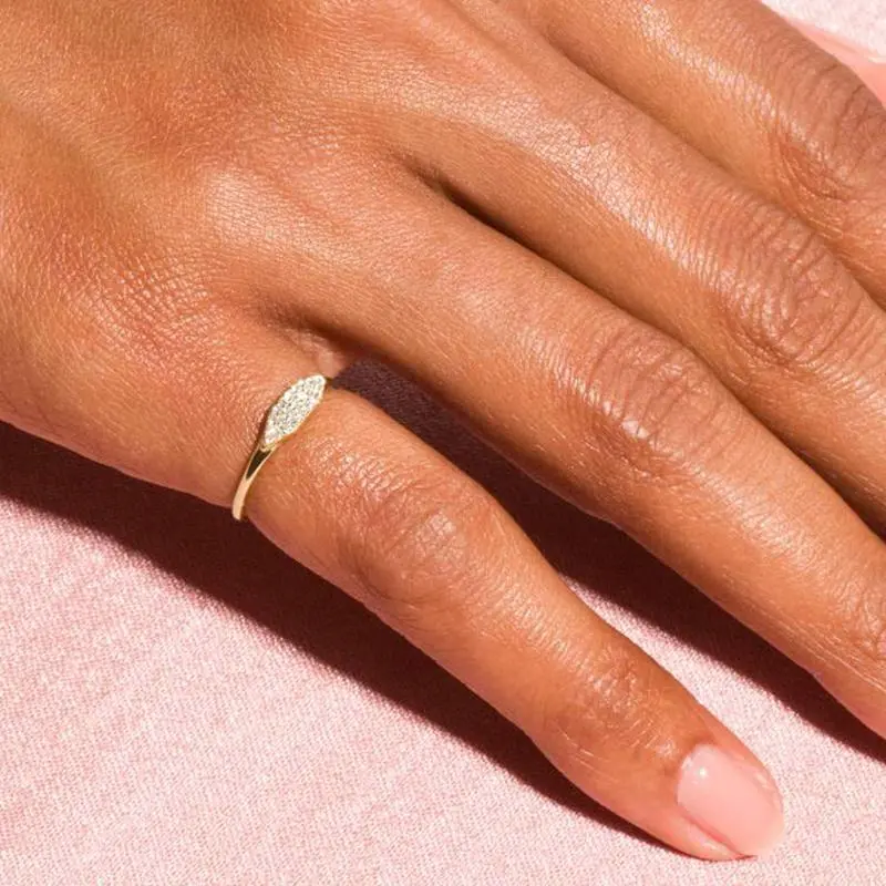 Minimalist Women's Stacking Rings Trendy Dainty Zirconia Gold Color Crystal Finger Accessories for Female Jewelry  R737