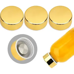 Replacement Metal  for Luxfuel/Brieftons/Sursip 10oz/16oz/18oz/24oz Glass Water Bottles, Stainless Steel Cap Fits For Bottles With Mouth Opening 1.49 Inch, Leak-Proof, Set of 3