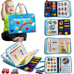 New Model Education Felt Busy Board and Blackboard Montessori Children's Sensory Travel Learning Activity Toy Board