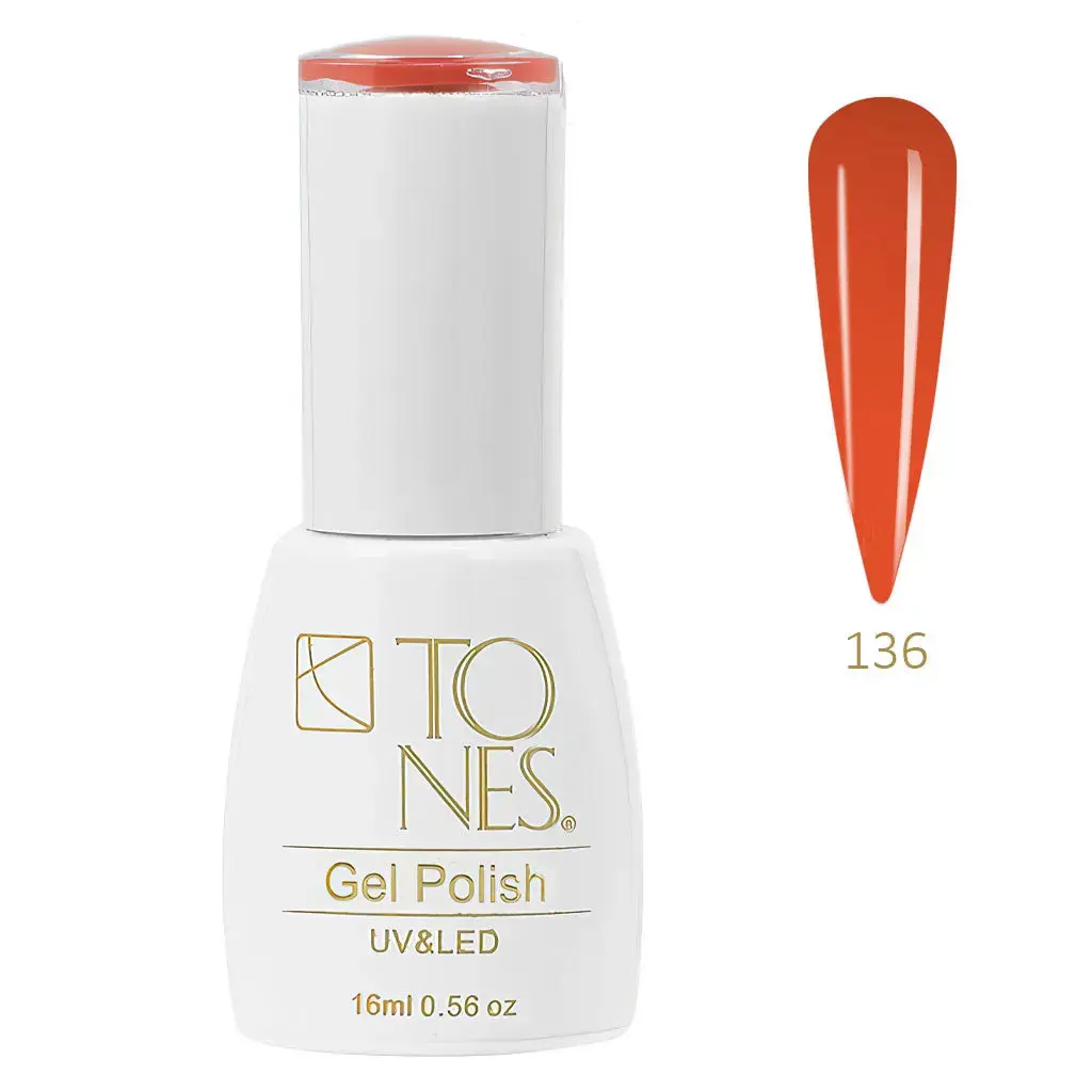 TONES Gel Polish #136 Mamacita Coral UV LED 16ml Extra Durable & Easy Application Long Lasting Finish.