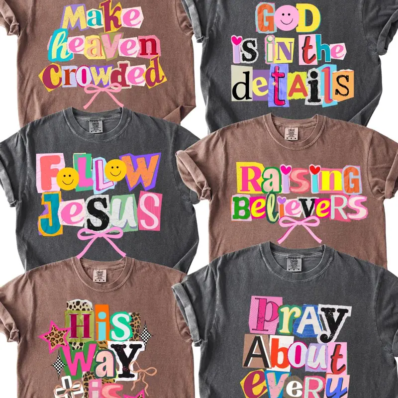 Comfort Colors Preppy Christian Collage Y2K Shirt, Faith Inspired  Shirt, Retro Coquette Positivity Tee, Trendy, Ransom Letter Typography, Christian Faith Tshirt