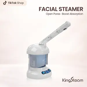 KingSteam Facial Steamer - Ozone Steamer with Extendable Arm - Professional Nano Ionic Facial Steamer for Deep Cleaning - Portable for Personal Care Use at Home or Salon