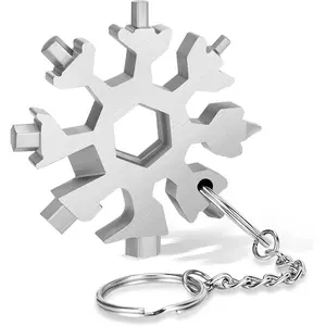 18-in-1 Snowflake Multi Tool,Function Stainless Steel Bottle Opener/Wrench, Flat   Kit Snowflake, Outdoor Durable and Portable,  for Mens (silvery)