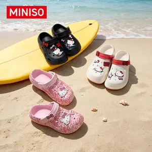 MINISO Hello Kitty Leopard Print Pink Platform Clogs for Women - Cute Kawaii Thick Sole Slippers, Non-Slip EVA Footwear, Lightweight Animal Print Slides, Summer Outdoor Daily Shoe, Ideal Gift for HK & SR Fans