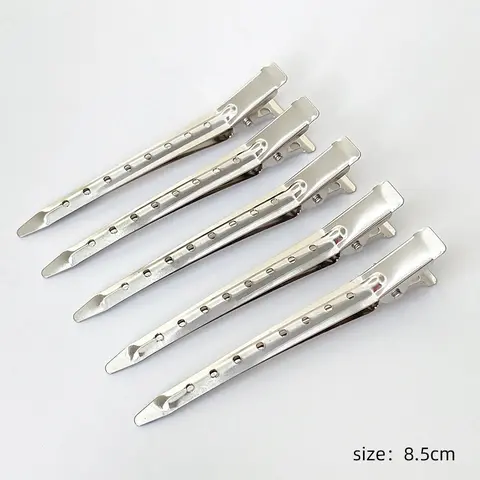 Riverwood Stylish Fashion Accessory -Metal Duckbill Hair Clips, 8.5cm Silver Sectioning Hair Clips for Styling, Salon Hairdressing & Wig Making