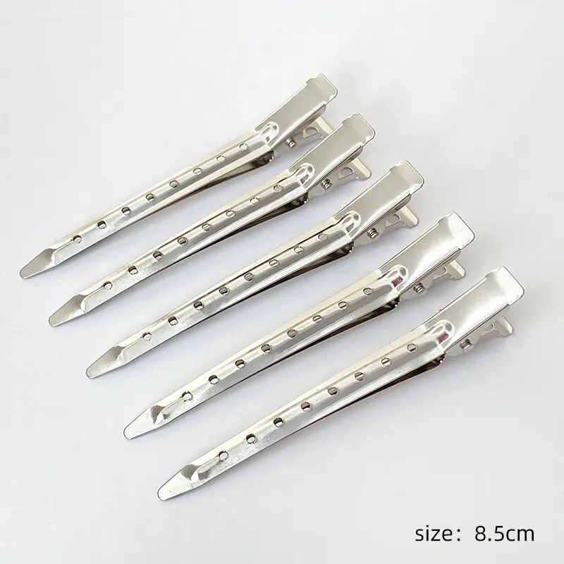 Riverwood Stylish Fashion Accessory -Metal Duckbill Hair Clips, 8.5cm Silver Sectioning Hair Clips for Styling, Salon Hairdressing & Wig Making