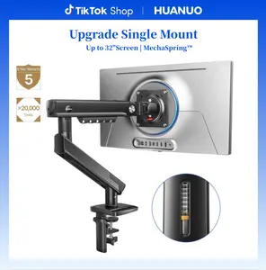 HUANUO Durable Fully Adjustable Single Monitor Desktop Mount, 13-32 in Screens, Tool-Free VESA Installation, Cable Management, 19.8 lbs Max Load, 100x100mm Max VESA Compatibility, Office Accessories, Desk Accessory