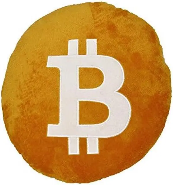 Bitcoin Pillow – Embroidered Round Stuffed Plush BTC Crypto Cushion – Soft Bitcoin Decor for Traders & Crypto Fans