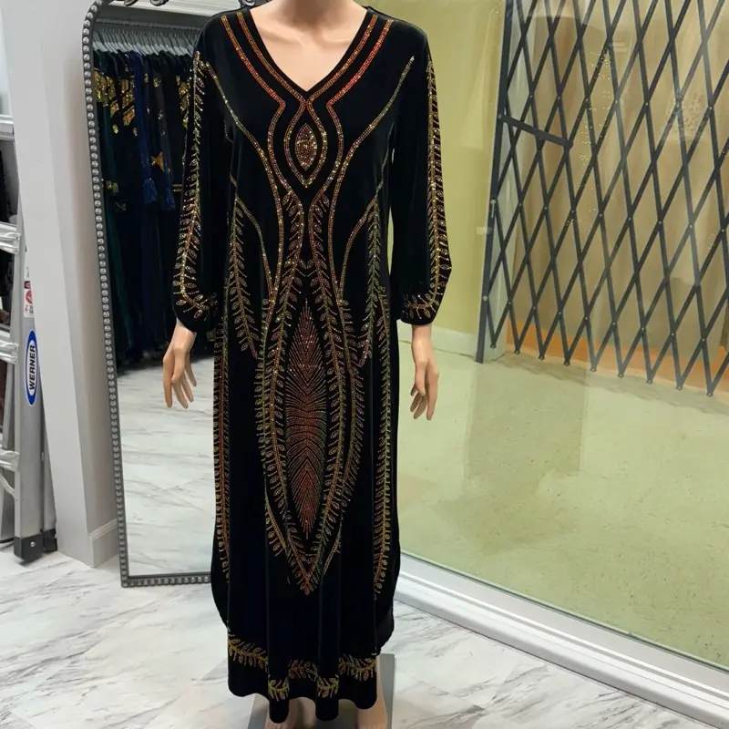 black velvet dress with all over rhinestone design shorter - TikTok Shop