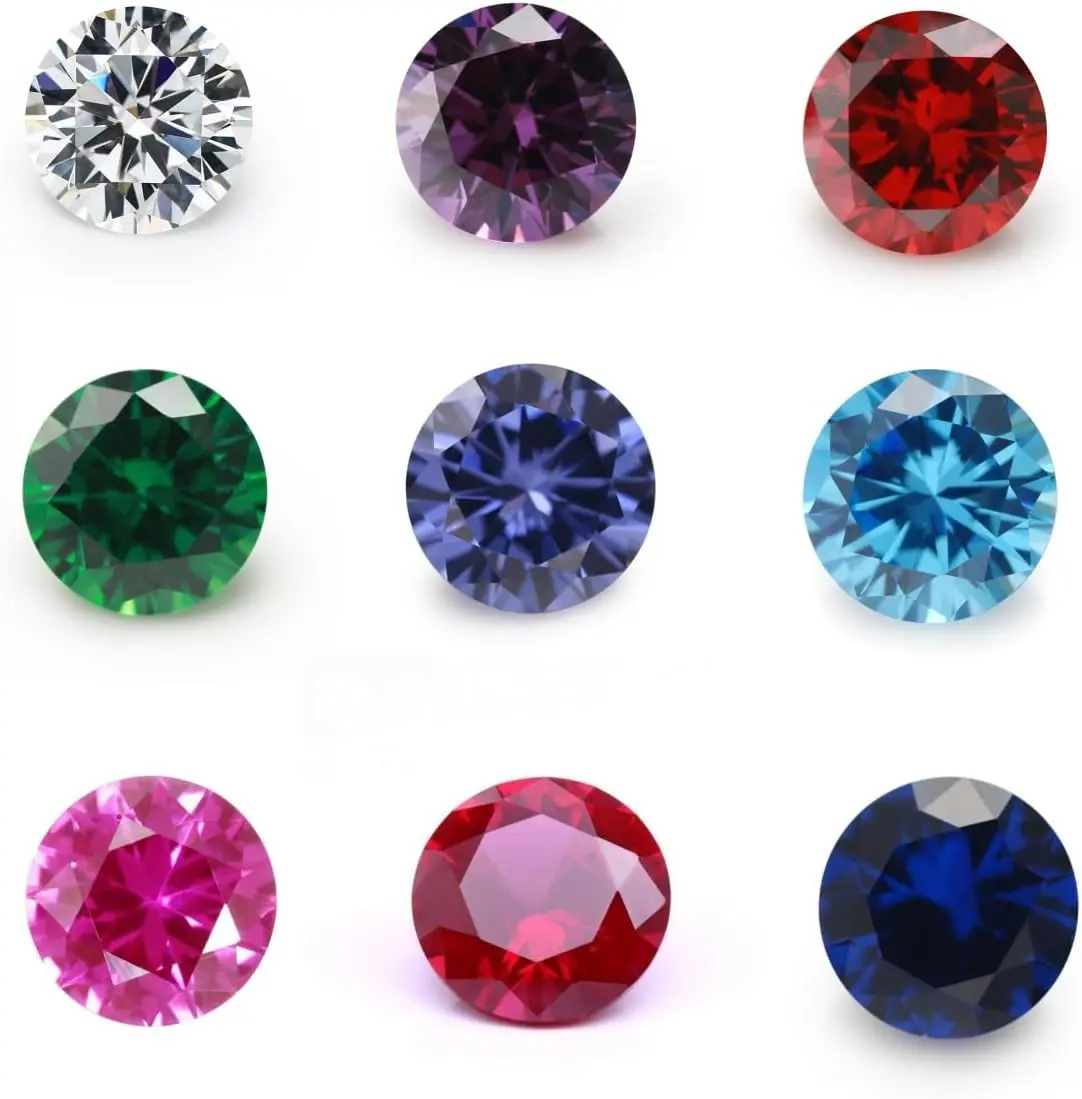 Round Colors Cubic Zirconia Loose Stones 1-12mm 5# Red Ruby Synthetic Blue 113# Spinel Gemstone For Jewelry Making