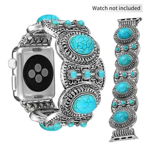 Artificial Turquoise Decor Watch Band, 1 Count Fashionable Watch Band for Women & Men, Wearable Accessories Compatible with Apple Watch Series SE Series 10 9 8 7 Ultra 6 5 4 3 2 1