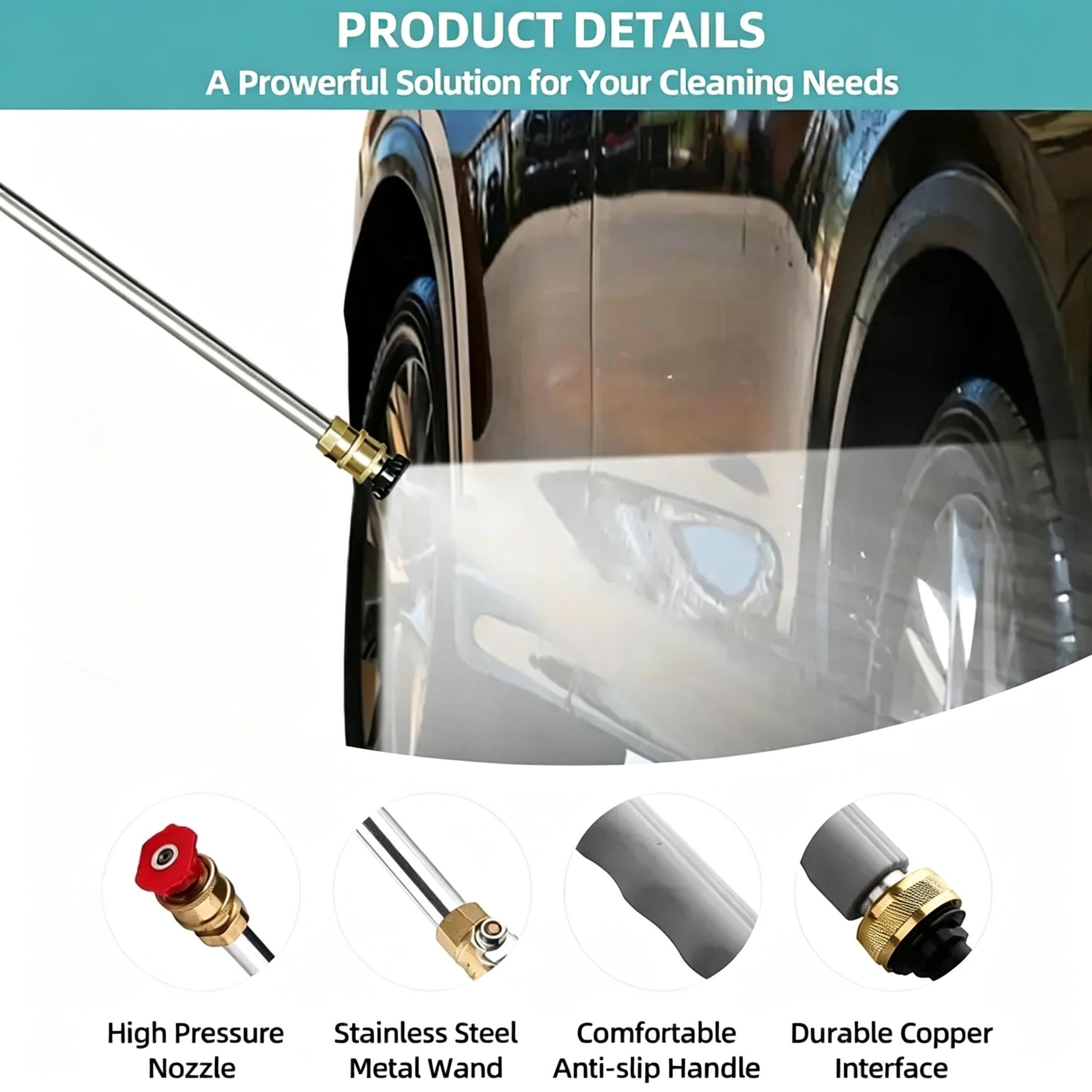 Garden Hose Hydro Jet Power Washer with 2 High Pressure Nozzles & Quick Connectors for Car Wash, Patio and Driveway Cleaning