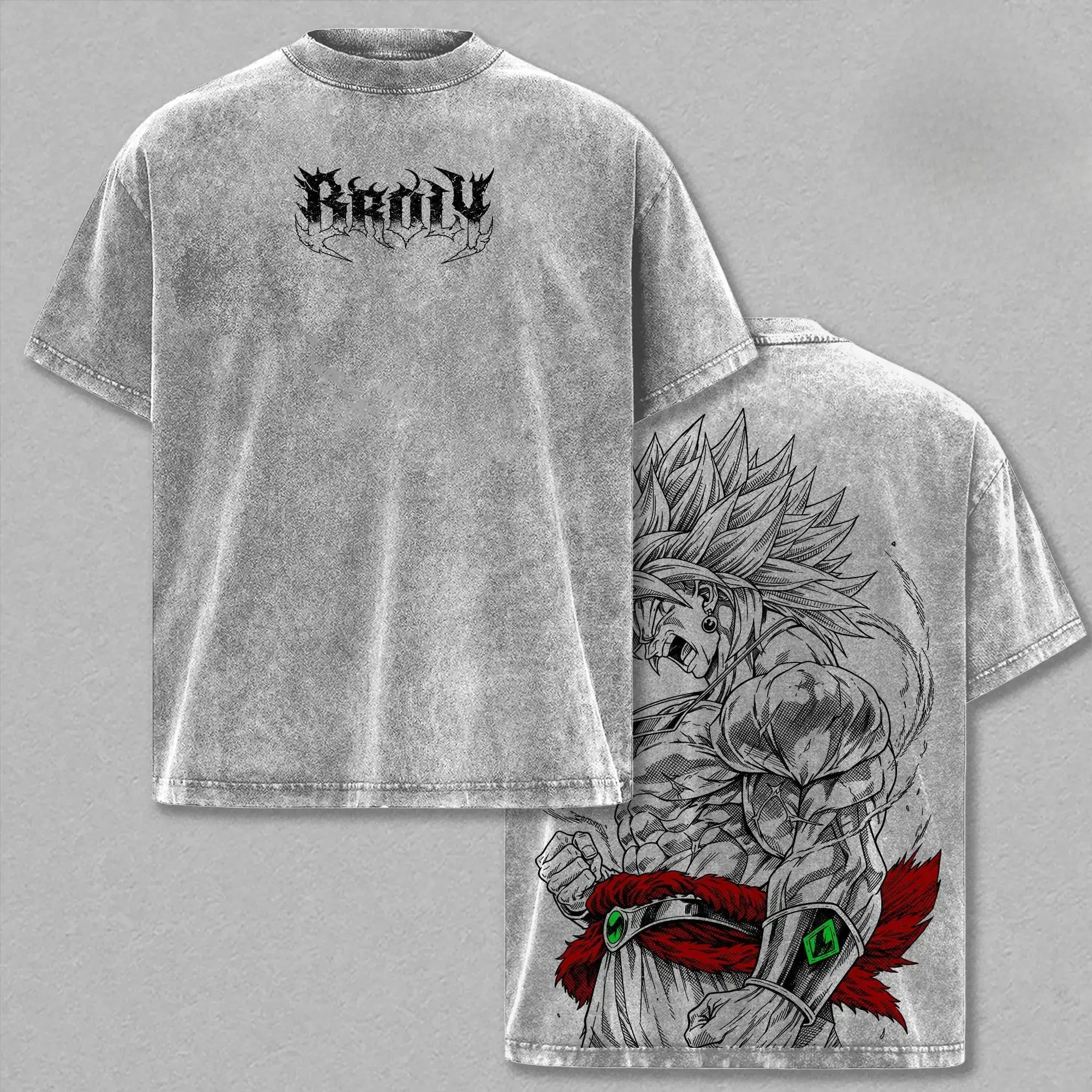 Men's Vintage Oversized T-Shirt, Heavyweight Pure Cotton with DBZ Broly Graphic, Chic Retro Streetwear, Unisex Gym Pump Cover, Retro Vintage, Preppy, Fabric, Print, Fashion
