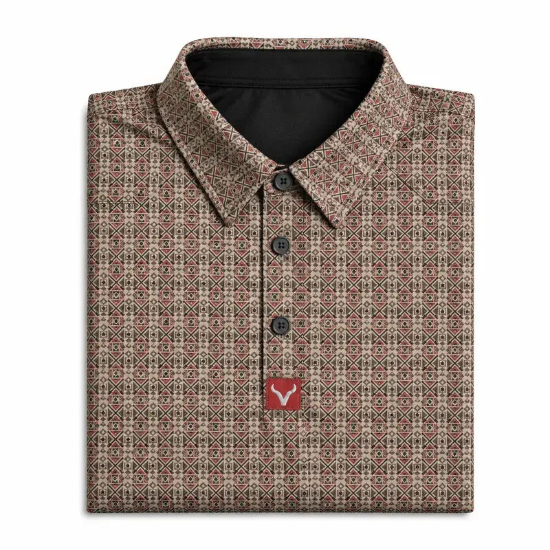 Men’s Western Performance Polo – Pearl Snap Button Cowboy Style Shirt, Breathable Lightweight Golf Polo Top, Classic Country Outdoor Wear for Casual & Active Style