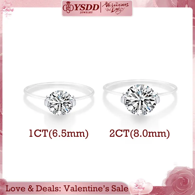 【#452 Invisible Ring】1-2CT Moissanite Enhanced Nylon Thread Band vvs Synthetic Moissanite Rings in 925 Sterling Silver Invisible Ring