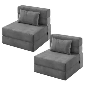 2-Piece Folding Sofa Bed Chair, Convertible Cloud Couch with Foldable Design, Multi-Functional Sectional Sofa for Living Room – Comfortable as Couch or Bed