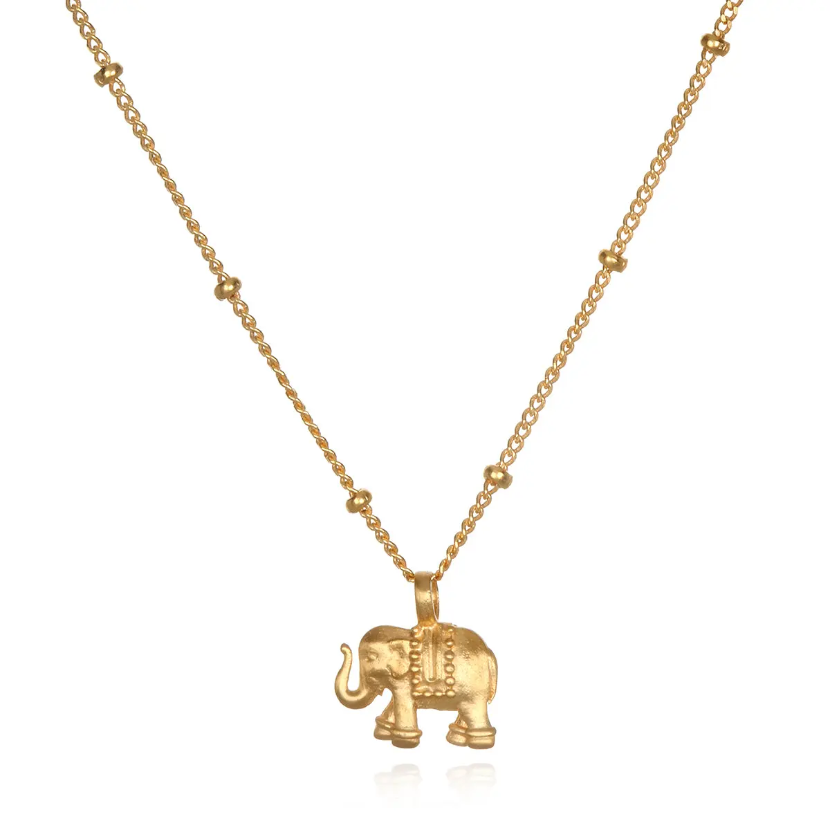 Gold Chain Necklace with Elephant Design Pendant, Strength Stand Detail - 24KG Chain, Versatile Everyday Wear Costume Jewelry