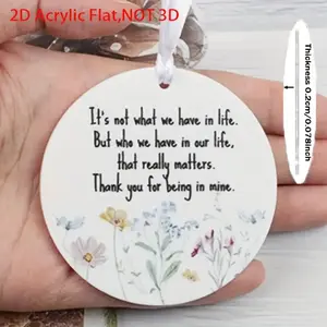 Inspirational Acrylic Plaque Decoration with Heartfelt Quotes, Perfect Gift for Friends & Graduation, 6.5x6.5 Cm Floral Design, Home Decor