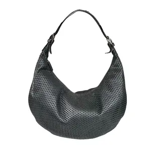 Pre-owned Dior Leather Shoulder Bags Christian Y2K Perforated Black CD Logo Shoulder Hobo bag Purse