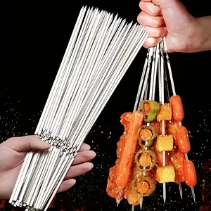 25/40pcs Durable Stainless Steel BBQ Skewers with 1 Tube Storage, Reusable And Easy to Clean for Outdoor And Indoor Grilling Parties Barbecue Utensils Barbecue Accessories