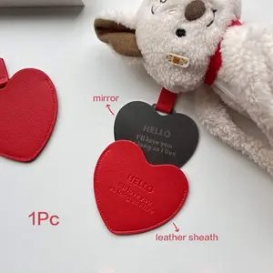 1 Pcs Red Heart Shaped Makeup Mirror Portable Stainless Steel Drop Resistant Small Mirror Daily Touch Up Beauty Mirror For Student Dorm Office Travel Pocket Mirror Cute Practical Gift For Bestie Couple Holiday Present