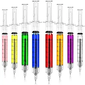 24Pcs Multi-Color Retractable Syringe Pen, Black Ink Novelty Fun Pens Set, Bulk Nurses Week Gifts, Nurse Accessories for Work and Nursing School, Cool Gifts for Nurses