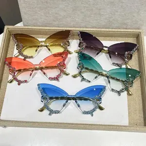 Stylish Butterfly Shape Glasses With Gradient PC Lenses And Rhinestone Decor For Men Women Ideal For Summer Parties And Festive Events