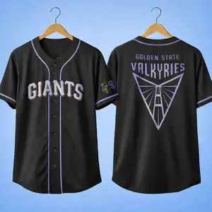 Giants Baseball Jersey, Golden State Valkyries 2026 Baseball Button Down Jersey Shirts - Adult & Youth Size, Classic Home Stadium Jersey