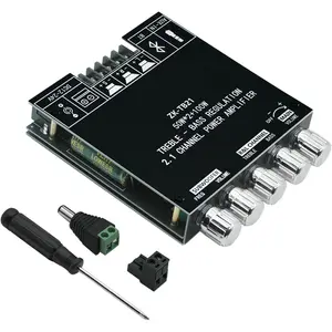 50W+50W+100W Amplifier Board with Treble and Bass Control, Bluetooth 5.0 HiFi 2.1 Channel Subwoofer Stereo Amplifier Board, Dual TPA3116D2 Chip BT and AUX Inputs for DIY Wireless Speakers (ZK-TB21)