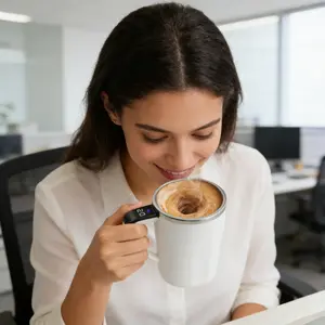 Smart Magnetic Stirring Cup with Temperature Display, USB Rechargeable Portable Coffee Mug for Milk Hot Chocolate, Home Office Use