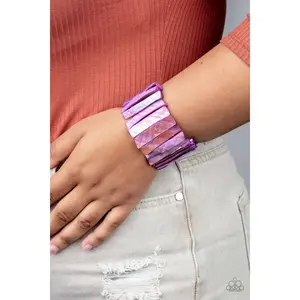 Beach Blast - Purple Shell-like Stretchy Bracelet - Paparazzi Accessories