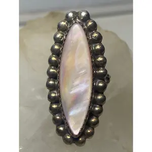 Mother of Pearl ring size 6 southwest Navajo  sterling silver women girls